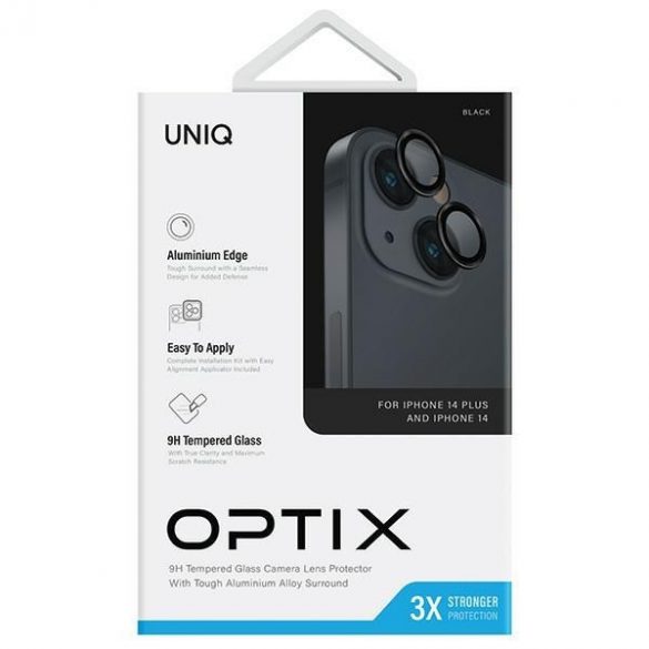 Protector de lentile din aluminiu UNIQ Optix pentru aparatul foto iPhone 14 6.1" / 14 Plus 6.7" midnight black szkło na obiektyw aparatu z applicationtorem