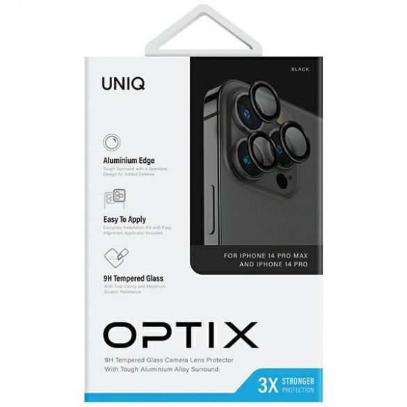 Protector UNIQ Optix din aluminiu pentru obiectivul camerei iPhone 14 Pro 6.1" / 14 Pro Max 6.7" midnight black