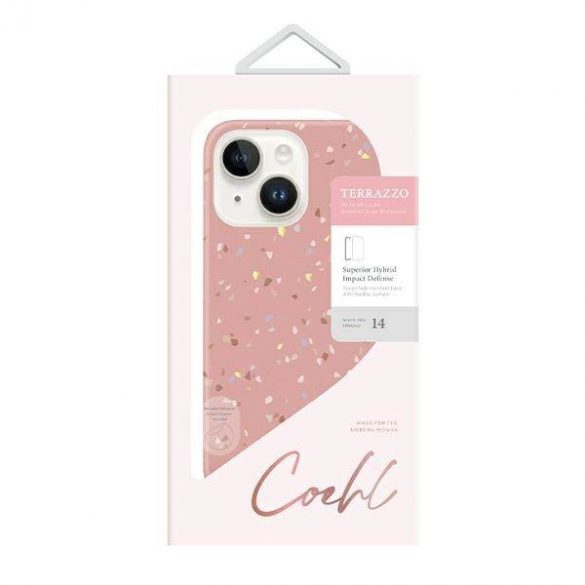 UNIQ etui Coehl Terrazzo iPhone 14 / 15 / 13 6,1" różowy/roz coral