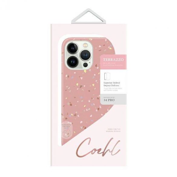 Husă UNIQ și Coehl Terrazzo pentru iPhone 14 Pro 6,1" rożowy/roz coral