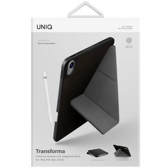 UNIQ etui Transforma iPad 10 gen. (2022) Antimicrobian czarny/abanos negru