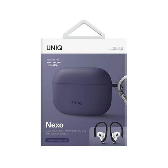 UNIQ etui Nexo AirPods Pro 2 gen + cârlige pentru urechi din silicon (2022/2023) violet/purpuriu