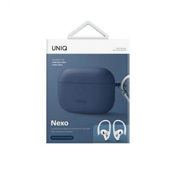 UNIQ etui Nexo AirPods Pro 2 gen + cârlige pentru urechi din silicon (2022/2023) niebieski/caspic blue