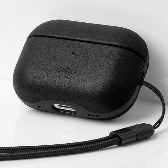 UNIQ Husă Terra AirPods Pro 2 gen. Genuine Leather (2022/2023) negru/dallas negru