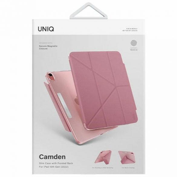 UNIQ Husă Camden iPad 10 gen. (2022) roz/rouge roz Antimicrobian