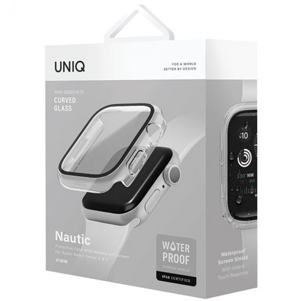 UNIQ etui Nautic Apple Watch Series 7/8/9 41mm przezroczysty/dove clear