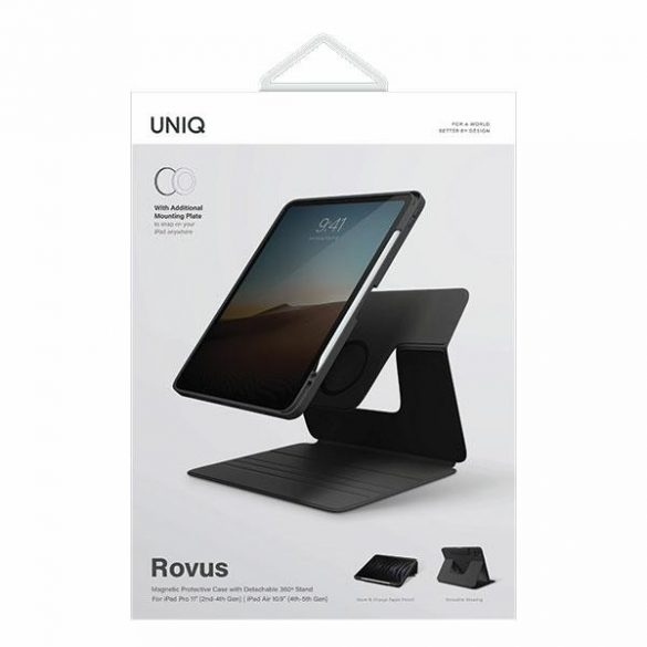 Husă magnetică UNIQ etui Rovus iPad Pro 11 (2021-2022) / Air 10.9 (2020-2022) czarny/ebony black"