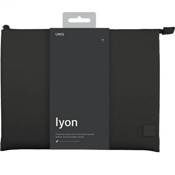 Husă pentru laptop UNIQ etui Lyon 16 czarny/midnight black Waterproof RPET"