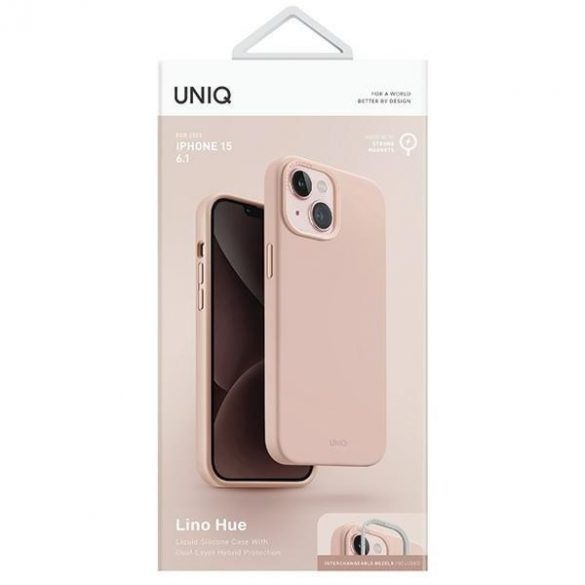 UNIQ și Lino Hue iPhone 15 / 14 / 13 6.1" Magclick Încărcare rożowy/roz blush