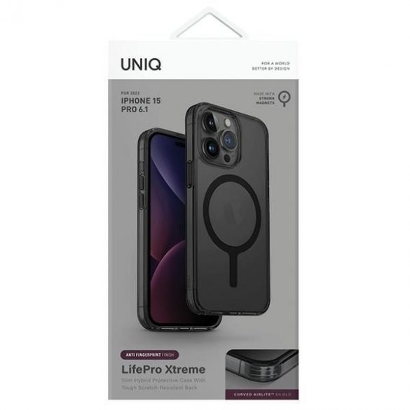 UNIQ etui LifePro Xtreme iPhone 15 Pro 6.1 Magclick Încărcare szary/frot smoke"