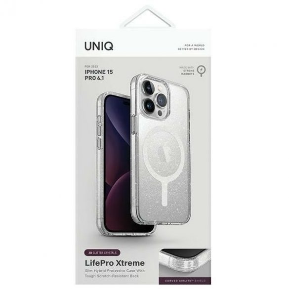 UNIQ etui LifePro Xtreme iPhone 15 Pro 6.1 Magclick Încărcare przezroczysty/tinsel lucent"