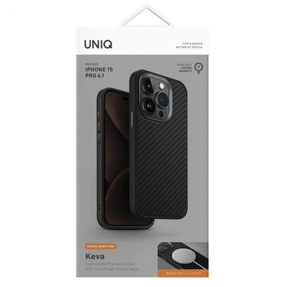 UNIQ etui Keva iPhone 15 Pro 6.1 Magclick Încărcare czarny/negru fum"