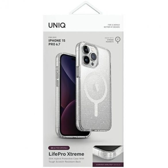 UNIQ etui LifePro Xtreme iPhone 15 Pro Max 6.7 Magclick Încărcare przezroczysty/tinsel lucent"