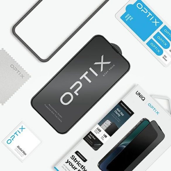 UNIQ Optix Privacy iPhone 15 6.1" prywatyzujące szkło hartowane z aplicatorem