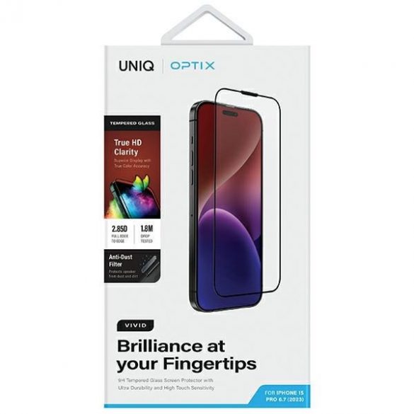 UNIQ Optix Vivid iPhone 15 Pro Max 6.7" clear szkło hartowane z application