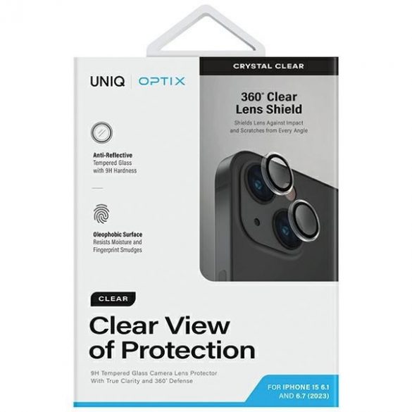 UNIQ Optix Clear Camera Lens Protector iPhone 15 6.1" / 15 Plus 6.7" szkło na obiektyw aparatu z aplicatorem