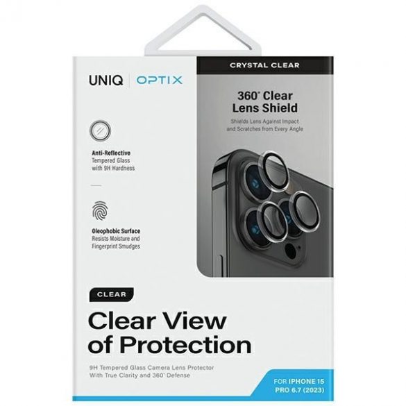 Protector UNIQ Optix Clear pentru lentile pentru cameră iPhone 15 Pro Max 6.7" cristal transparent