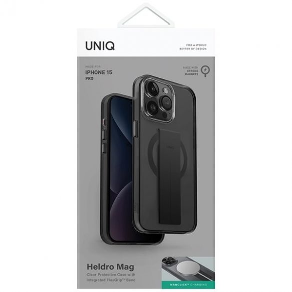 UNIQ etui Heldro Mag iPhone 15 Pro 6.1 Magclick Încărcare czarny/vapor smoke"