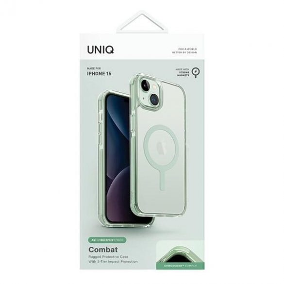 UNIQ etui Combat iPhone 15 / 14 / 13 6.1" Maglick Charging miętowy/cool mint