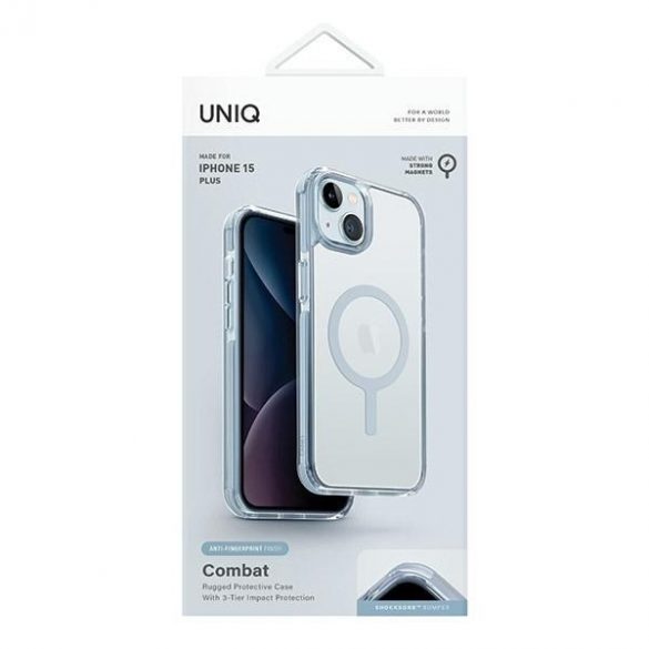 UNIQ etui Combat iPhone 15 Plus / 14 Plus 6.7" Maglick Charging jasnoniebieski/ice blue