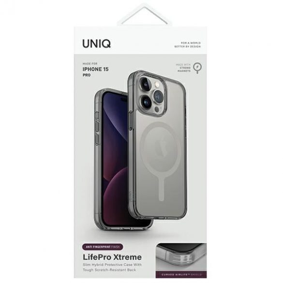 UNIQ etui LifePro Xtreme iPhone 15 Pro 6.1" Magclick Încărcare szary/frost gri