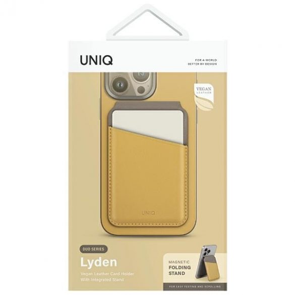 UNIQ Lyden DS magnetyczny portfel RFID și stocuri în telefon żółto-szary/canary yellow-flint grey