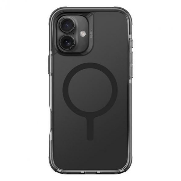 Carcasă de încărcare Uniq Combat Magclick pentru iPhone 16 - transparentă cu ornamente negre