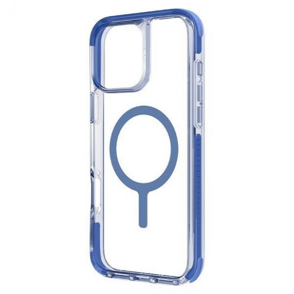 Carcasă de încărcare Uniq Combat Magclick pentru iPhone 16 - transparentă cu ornamente albastre