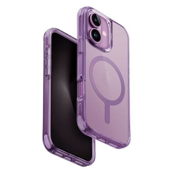 Carcasă de încărcare Uniq Combat Magclick pentru iPhone 16 - transparentă cu ornamente roz