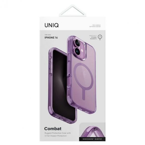 Carcasă de încărcare Uniq Combat Magclick pentru iPhone 16 - transparentă cu ornamente roz