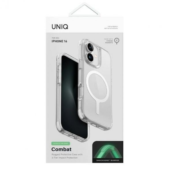 UNIQ Combat Magclick Carcasă de încărcare pentru iPhone 16 - alb