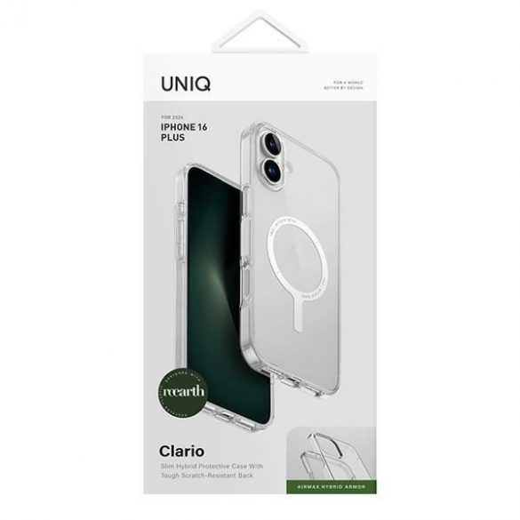 Carcasă de încărcare Uniq Clario Magclick pentru iPhone 16 Plus - transparentă