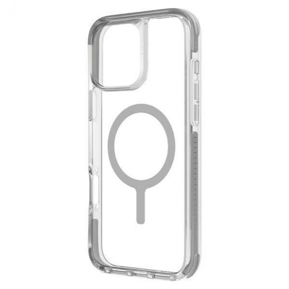 Uniq Combat Magclick Charging Case iPhone 16 Pro - transparent cu margini gri