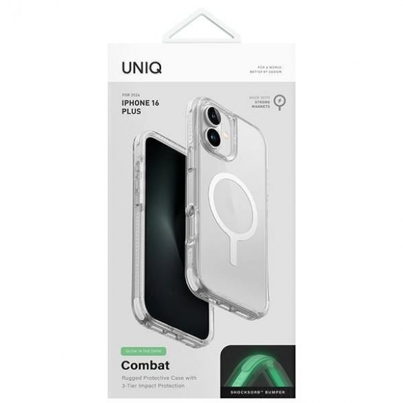 UNIQ Combat Magclick Carcasă de încărcare pentru iPhone 16 Pro - alb