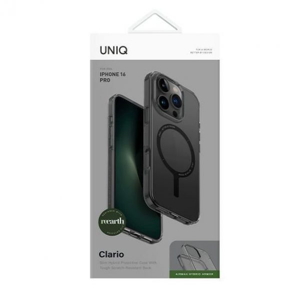 Carcasă de încărcare Uniq Clario Magclick pentru iPhone 16 Pro - gri fum