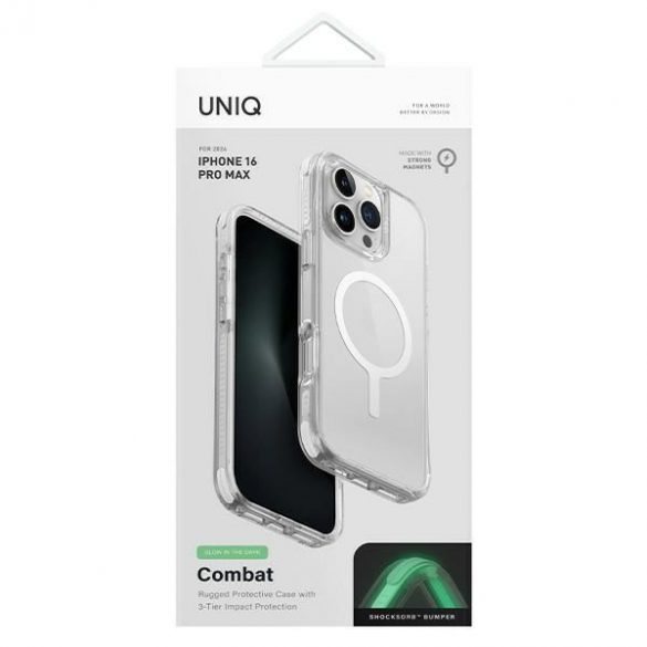 UNIQ Combat Magclick Carcasă de încărcare pentru iPhone 16 Pro Max - alb