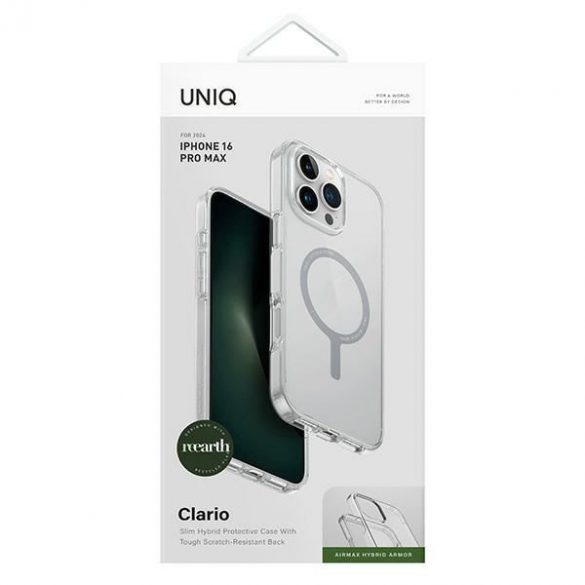 Carcasă de încărcare Uniq Clario Magclick pentru iPhone 16 Pro Max - transparentă