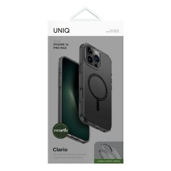 Uniq Clario Magclick Carcasă de încărcare iPhone 16 Pro Max - gri fum