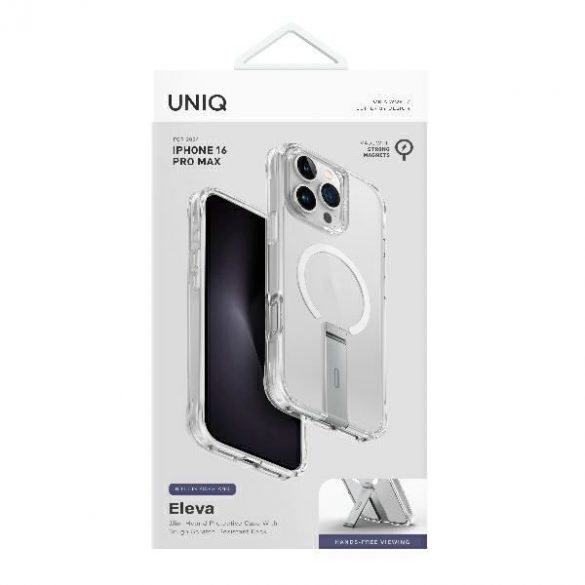 Uniq Eleva cu Vertica Stand carcasă cu suport pentru iPhone 16 Pro Max - transparent