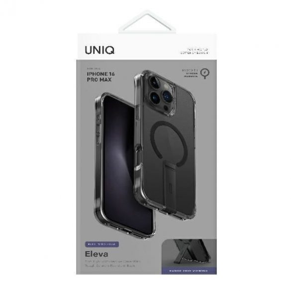 Uniq Eleva cu Vertica Stand carcasă cu suport pentru iPhone 16 Pro Max - negru