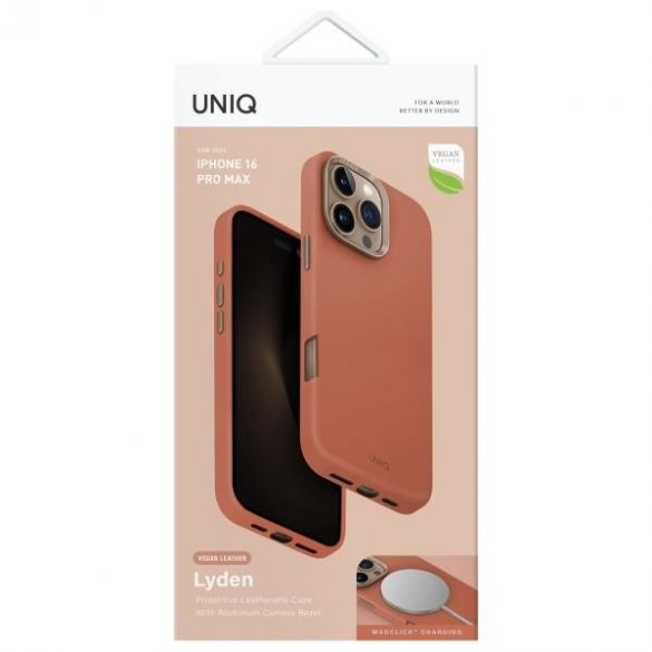 Husă de încărcare UNIQ Lyden Magclick iPhone 16 Pro Max - roșu cărămiziu