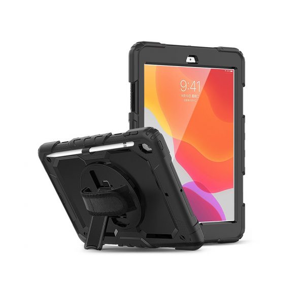 Apple iPad 10.2 (2019/2020/2021)Husărezistentă la impact pentru tabletă cu protecție la 360 de grade, ecran protecțiedin sticlă 4H - Tech-Protect Solid - negru (ambalaj ECO)