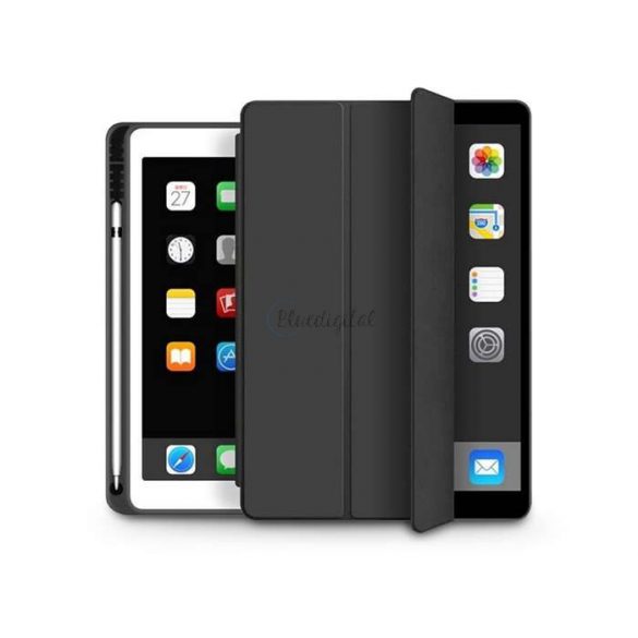 Husă pentru tabletă Apple iPad Air 4 (2020)/iPad Air 5 (2022) 10.9 (Smart Case) cu funcție de pornire/oprire, suport Apple Pencil - Tech-Protect - negru (ambalaj ECO)