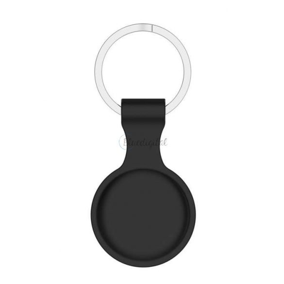 Husă de protecție din silicon și breloc pentru Apple AirTag Tracker - negru (ambalaj ECO)