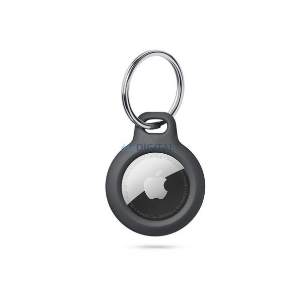 Husă de protecție din silicon și breloc pentru Apple AirTag Tracker - Rough - Negru (ECO Packaging)