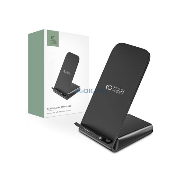 Tech-Protect Qi Universal Wireless Charging Station - 15W - Tech-Protect S2 Wireless Charger pentru telefon - Negru