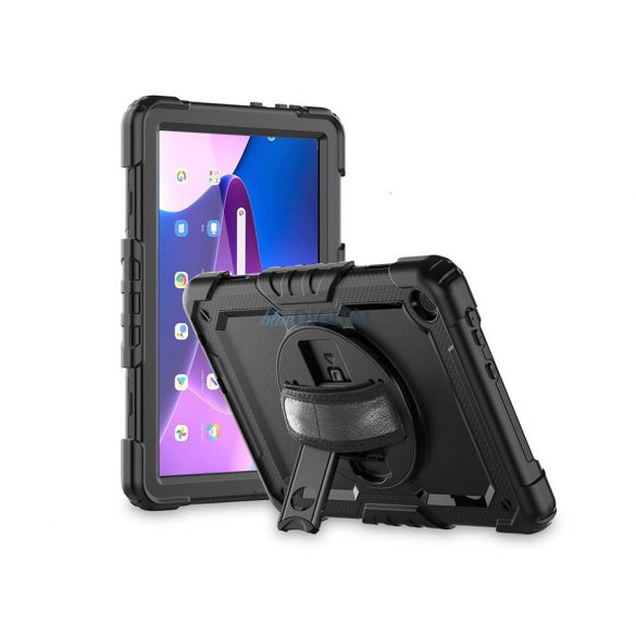 Carcasă pentru tabletă Lenovo Tab M10 10.1 (a treia generație) TB-328, rezistentă la șocuri, cu protecție la 360 de grade, sticlă de protecție a ecranului 4H - Tech-Protect Solid - negru (ambalaj ECO)