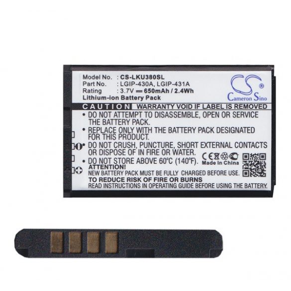 Baterie CAMERON SINO Li-Ion (3,7V/650mAh, compatibil LGIP-430A/LGIP-431A) LG KU250, LG KP230, LG KP235, LG KP130, LG KP100, LG KF310, LG KP170, LG GB102, LG GB1205, LG GB1205 Brio, LG GS101, LG GS106, LG A110, LG T500 Ego