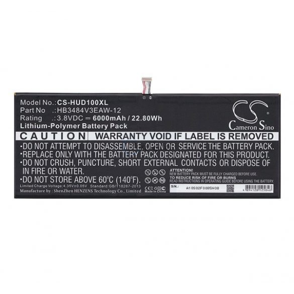 Baterie CAMERON SINO Li-Polymer (3.8V/6000mAh, compatibil cu Huawei HB3484V3EAW-12) NEGRU