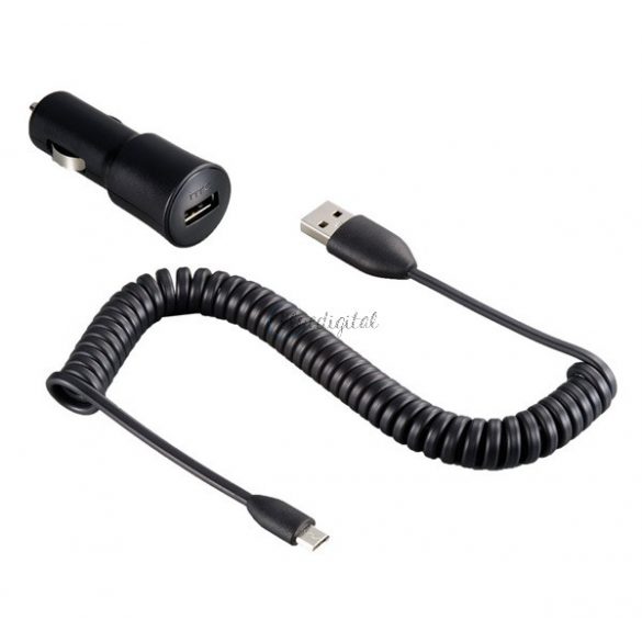 Mufa USB incarcator auto HTC (5W + cablu microUSB DC M410) NEGRU